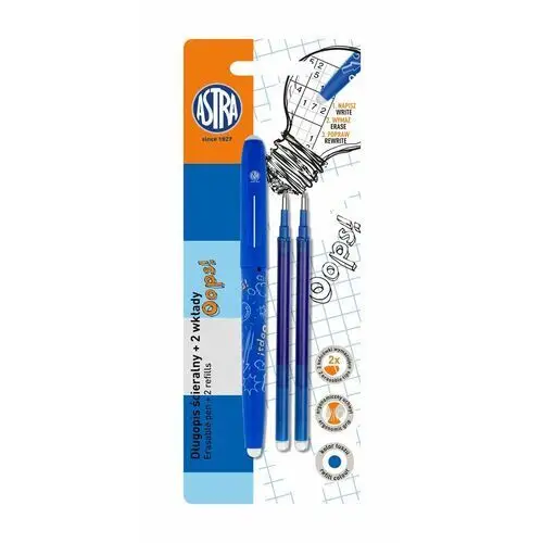 Astra, Długopis wymazywalny Oops niebieski + 2 wkłady blister