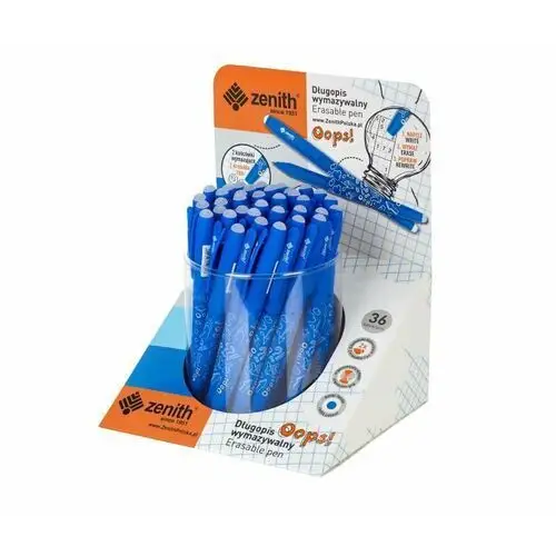 Długopis wymazywalny, oops!, niebieski, 36 sztuk Astra