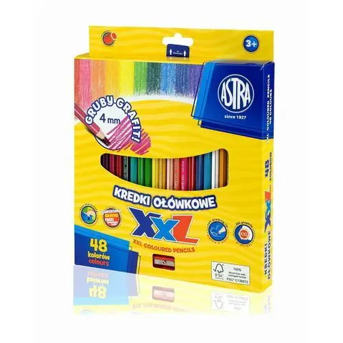 Astra Kredki ołówkowe hexagonalne 48 kolorów lid 4mm