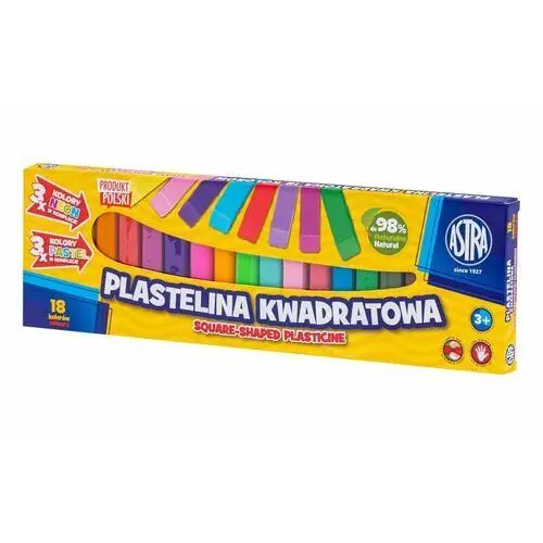 Plastelina Astra Kwadratowa Szkolna 12 Kolorów +3X Neonowe +3X Pastelowe