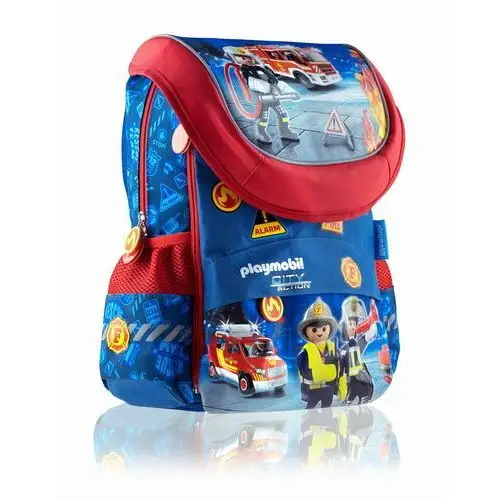 Plecak dla przedszkolaka dla chłopca granatowy Playmobil Playmobil Straż pożarna dwukomorowy