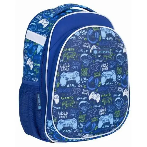 Plecak szkolny dla chłopca niebieski Astrabag Game Go jednokomorowy z elementami odblaskowymi