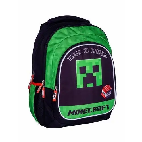 Plecak szkolny dla chłopca zielony Astra Minecraft trzykomorowy, kolor zielony