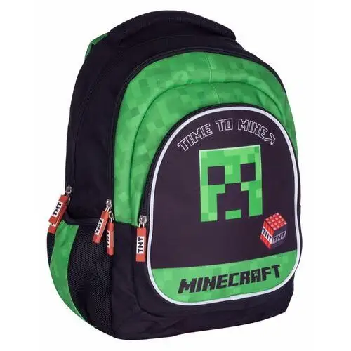 Plecak szkolny dla chłopca zielony Astra Minecraft trzykomorowy, kolor zielony