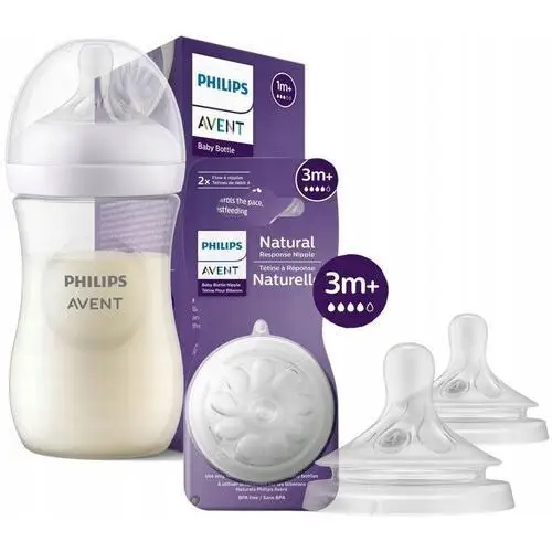 Avent Zestaw Butelka Natural 3 Response 260ml 903/01+ Smoczki 3M+ 964/02