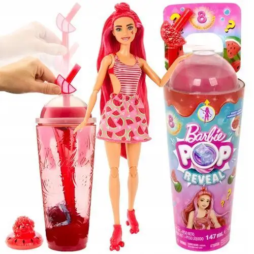 Barbie Pop Reveal Lalka Owocowy Sok Arbuz Niespodzianki Zestaw Kubek Slime