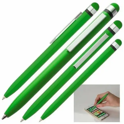 Długopis plastikowy touch pen NOTTINGHAM, zielony, kolor zielony