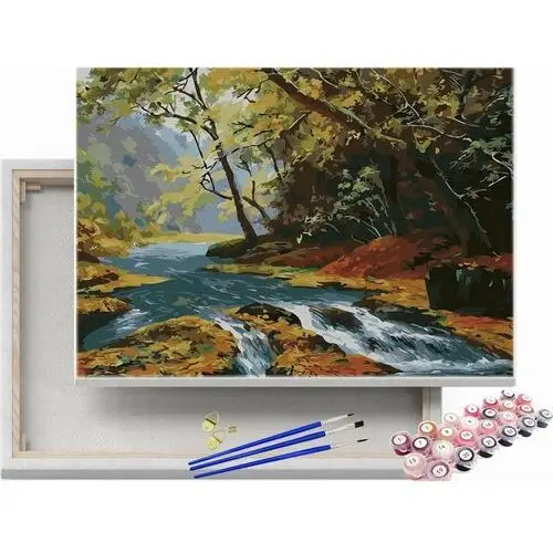 Jesienny pejzaż z potokiem - malowanie po numerach Beliart