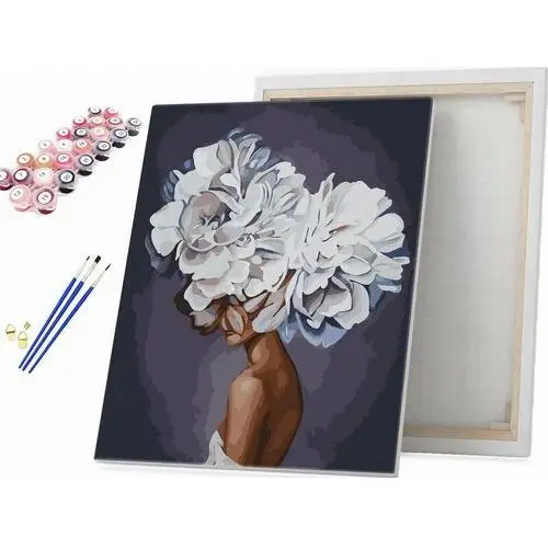 Kobieta w białych kwiatach - Malowanie po numerach