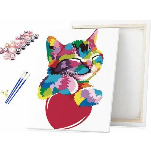 Beliart Malowanie po numerach kolorowy kotek z serduszkiem