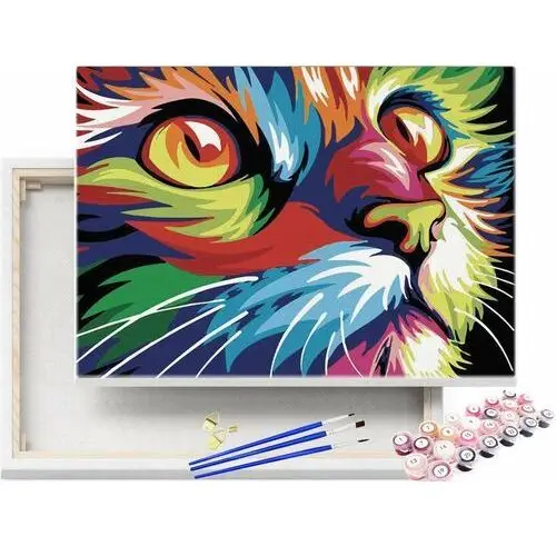 Malowanie po numerach kolorowy tęczowy kotek 40x50 / Beliart