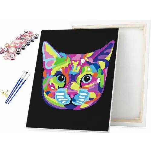Beliart Malowanie po numerach tęczowy kot 40x50 dla dzieci