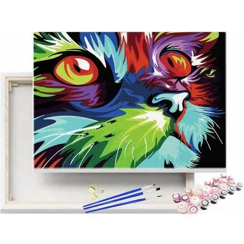 Malowanie po numerach tęczowy kot 40x50 kolorowy / Beliart