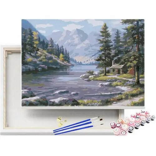 Beliart Obraz do malowania po numerach chatka nad potokiem