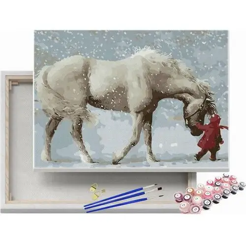 Spacer z koniem w zimowy dzień - malowanie po numerach Beliart