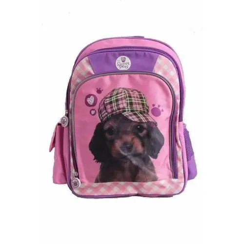 Plecak szkolny dla dziewczynki Beniamin pies dwukomorowy, kolor zielony