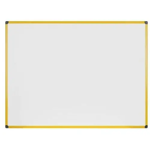 Bi-office Biała tablica do pisania kredowa na ścianę, magnetyczna, żółta ramka, 1200 x 900 mm