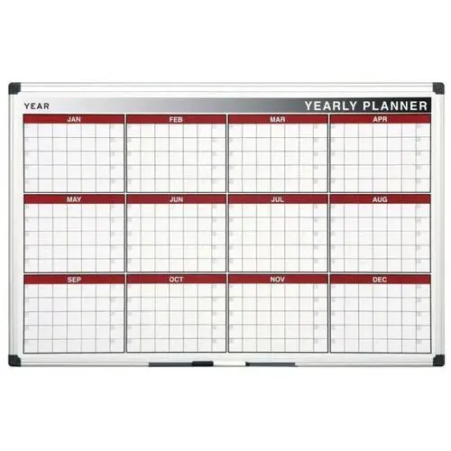 Bi-office Planer, tablica suchościeralno-magnetyczna do planowania rocznego, dni/miesiące, 900 x 600 mm