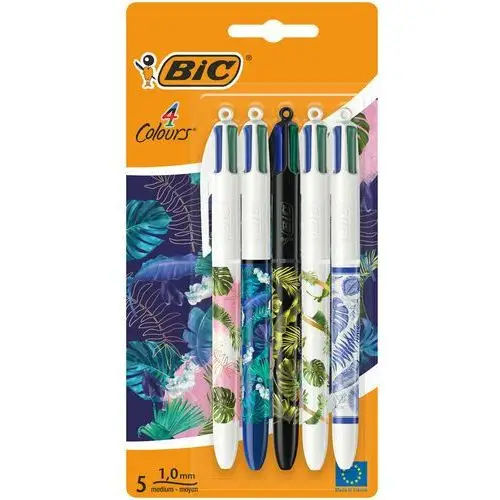 Bic , długopis 4 kolorowy bic message botanical ast 5 szt. blister