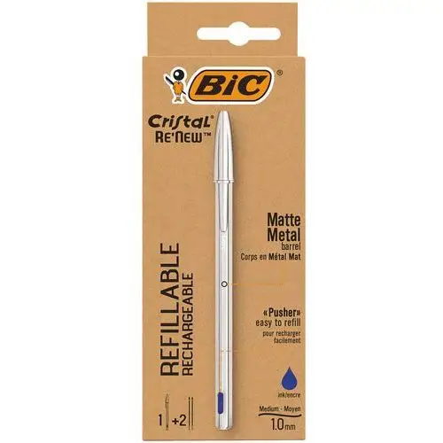 Długopis cristal re'new metal + 2 wkłady Bic