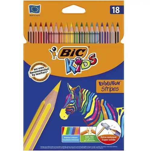 Bic Kredki ołówkowe, evolution stripes, 18 kolorów