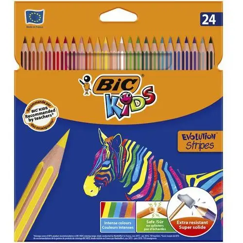 Kredki ołówkowe BIC Kids Eco Evolution Stripes Pudełko 24szt