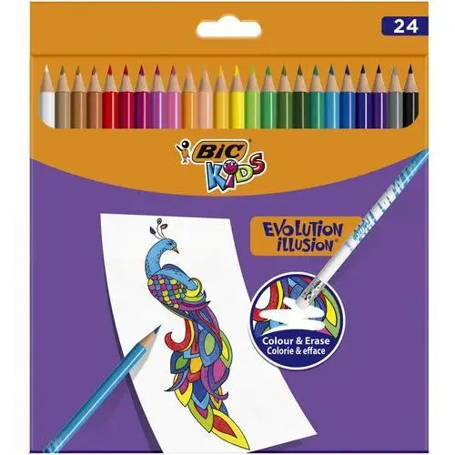 Kredki ołówkowe, BIC Kids Evolution Illusion, 24 kolory