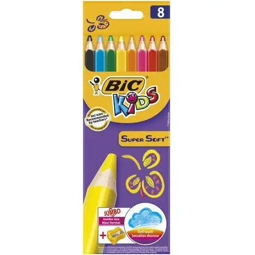 Kredki ołówkowe pudełko 8 szt +tem perówka super soft Bic