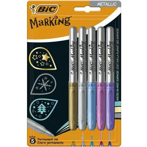 Bic Marker permanentny, marking metallic ink, 5 kolorów
