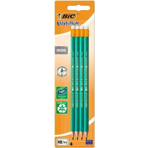 Bic Ołówek z gumką blister 4szt evolution original 655 hb