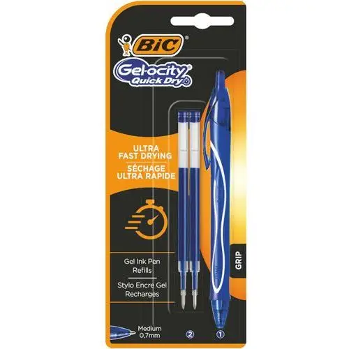 Bic Żelowy długopis gel-ocity quick dry niebieski +2 wkłady