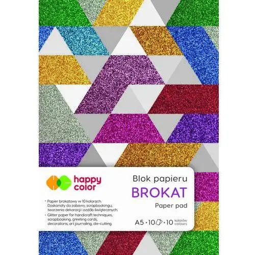 Blok BROKAT, A5, 10 arkuszy, 150g, 10 kolorów, Happy Color