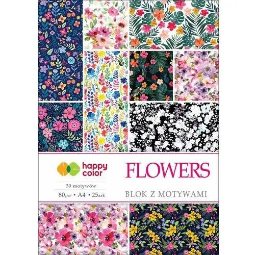 Blok z motywami, Flowers, A4, Happy Color