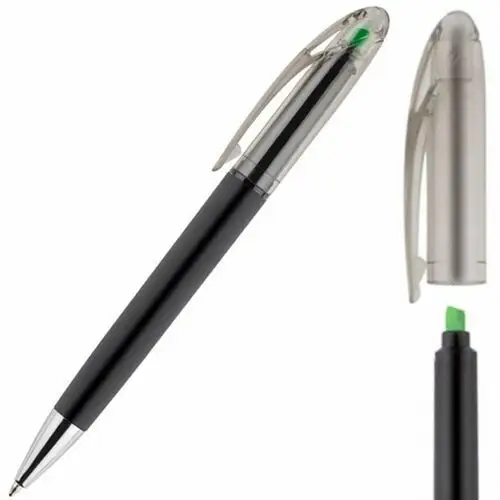 2W1 - Długopis Z Zakreślaczem Zielony Zakreślacz, kolor zielony