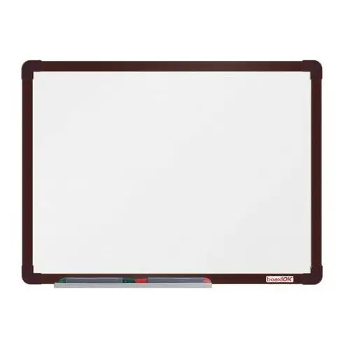 Boardok Biała magnetyczna tablica do pisania 600 x 450 mm, brązowa rama