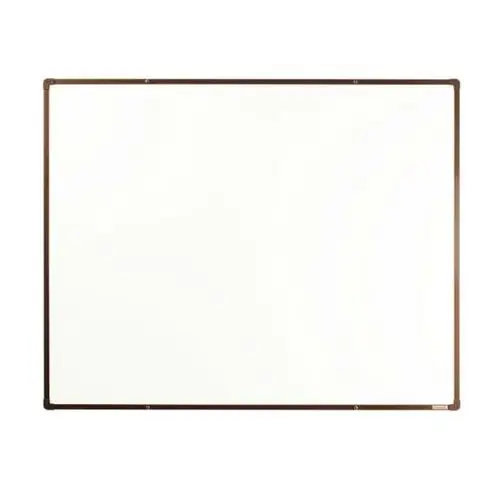 Biała tablica do pisania magnetyczna z powierzchnią ceramiczną boardOK, 1500 x 1200 mm, brązowa ramka