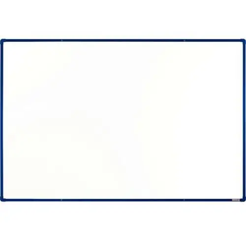 Biała tablica do pisania magnetyczna z powierzchnią ceramiczną boardOK, 1800 x 1200 mm, niebieska ramka