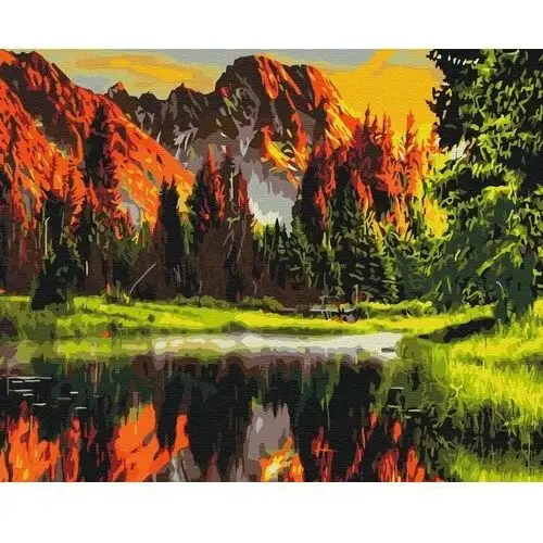 Malowanie po numerach - sunset in the mountain valley Brushme