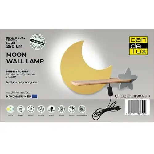 Candellux Księżycowa lampka nocna kids moon 21-84460 led 5w dla dziecka drewno żółta szara 3