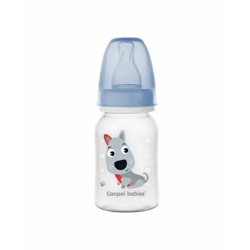 Canpol babies Butelka 120 ml Cute Animals, Kolor: Niebieski