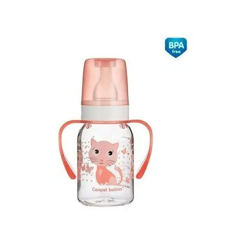 Canpol babies Butelka z uchwytami 120ml Cute Animals, Kolor: Morelowy