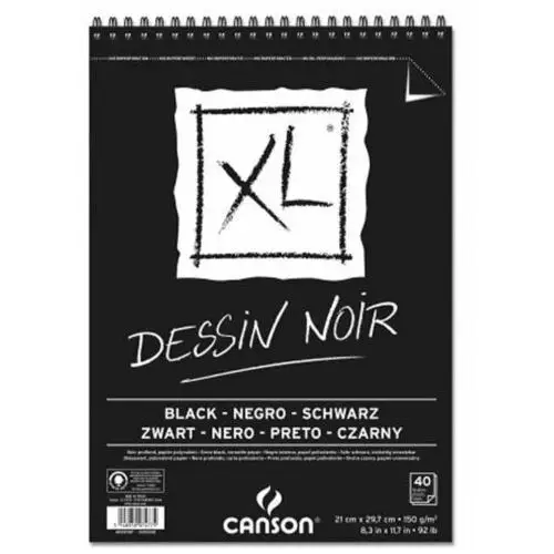 Canson Blok rysunkowy czarny xl noir a4 40k 150g na spirali