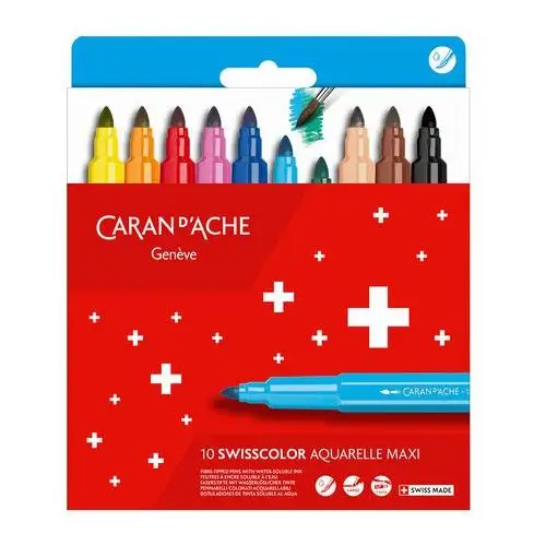 Caran d'ache Flamastry akwarelowe swisscolor aquarelle maxi, 10 sztuk