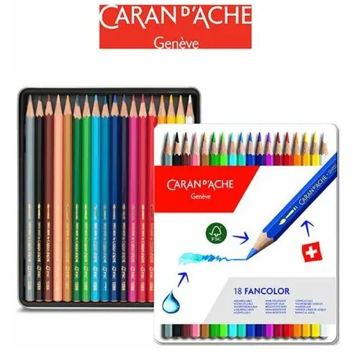 Caran d'ache Kredki fancolor, metalowe pudełko, 18 szt