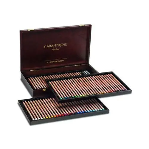 Caran d'ache Kredki luminance 6901 w drewnianej kasecie, 76 kolorów (2 ołówki + 2 blendery)