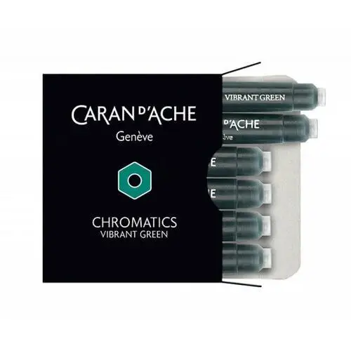 Naboje chromatics vibrant green, 6szt., ciemonozielone Caran d'ache