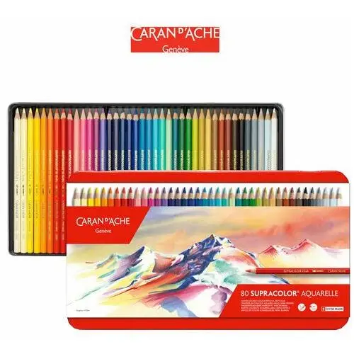 Caran d'ache , supercolor soft, kredki w metalowym pudełku, 80 szt