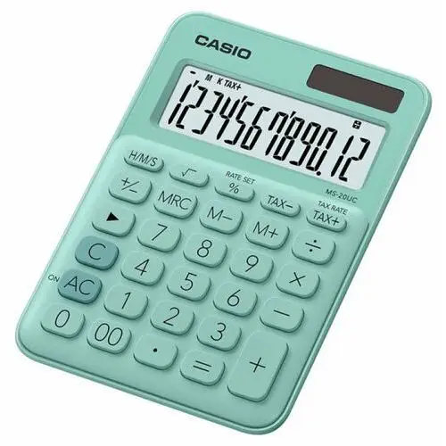 Kalkulator biurowy casio ms-20uc-gn-box, 12-cyfrowy, 105x149,5mm, zielony, box