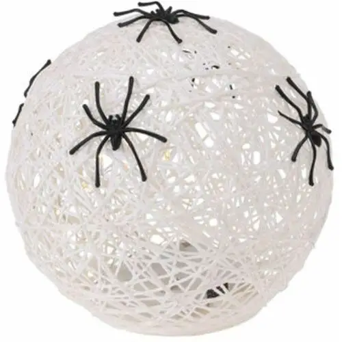 Kula dekoracyjna lampka z pająkiem led 15cm halloween biała Christmas decoration