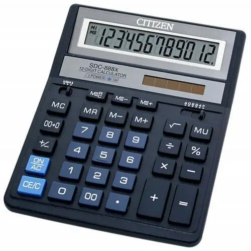 Kalkulator biurowy sdc-888xbl, 12-cyfrowy, 203x158mm, niebieski Citizen